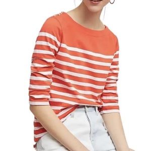 Maeve by Anthropologie Bonnie Boat neck Stripped Shirt